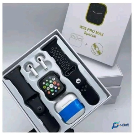 saaa-thky-mkaom-llma-maa-athnyn-ahzm-smaaaat-alblototh-smart-watch-avec-2-bracelets-ecouteurs-sans-fil-w26-pro-max-special-noir-big-1