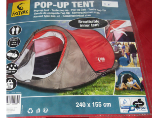 Tente de camping pop-up pour 4 personnes en noir -rouge