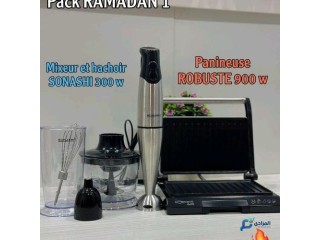 Pack RAMADAN 1 Mixeur et hachoir sonashi 300 w Panineuse robuste 900 w